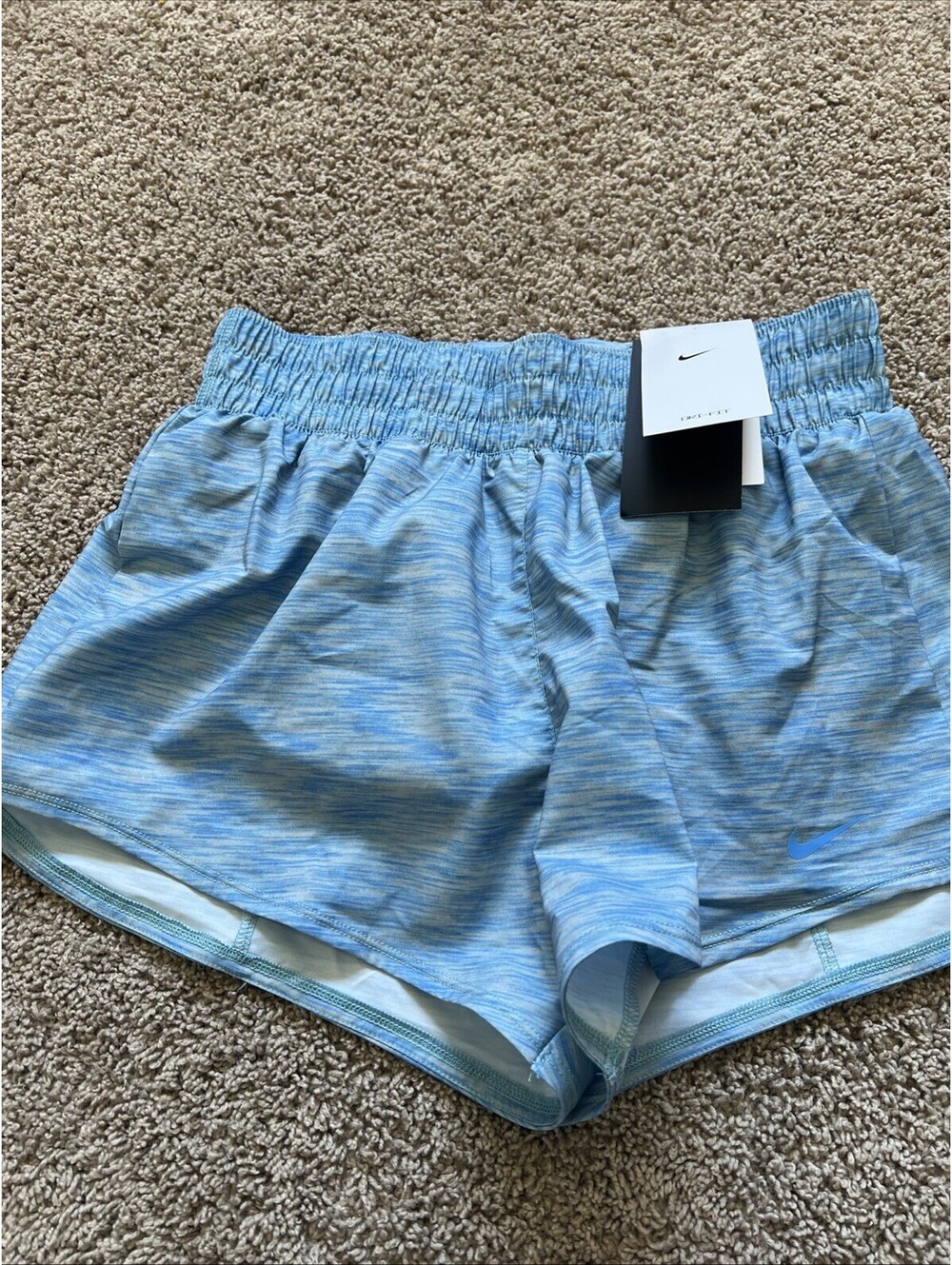 Womens Size Small Nike Brief Lined Running Shorts Blue Dry Fit